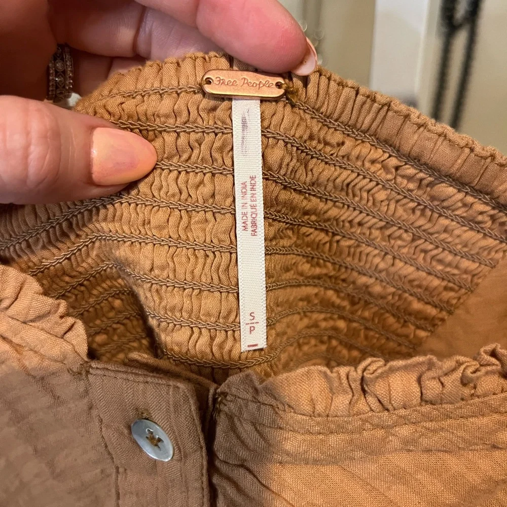 NWOT Free People Leave It To Me Burnt Orange Peplum Blouse